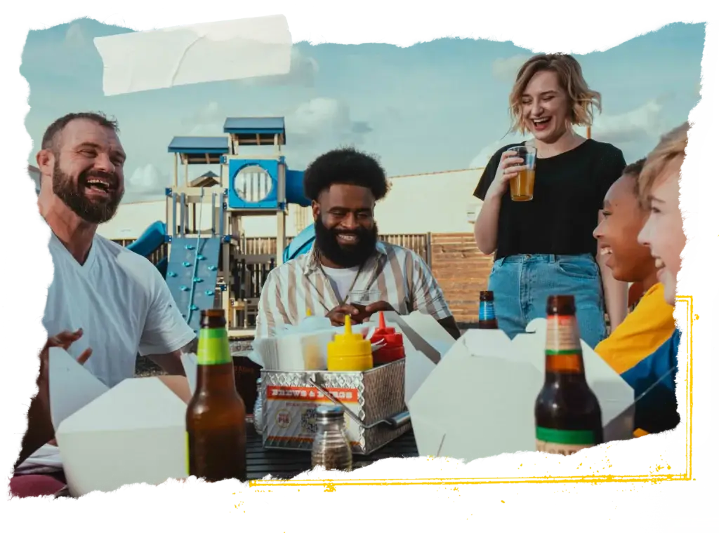 Family eating at playground