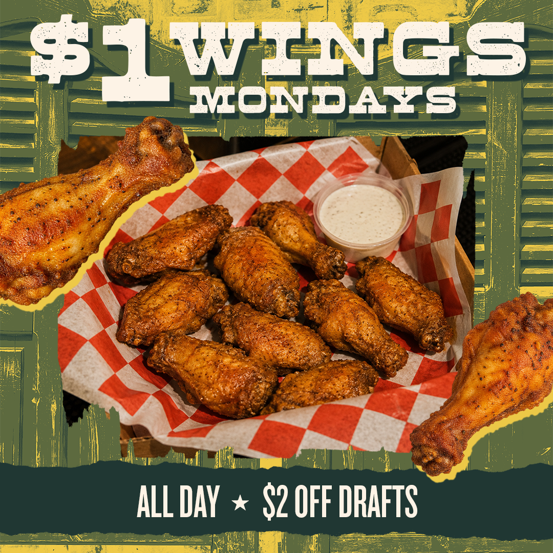 $1 wings every Monday at Wild Acre: ten smoked wings for $10 and $2 off drafts